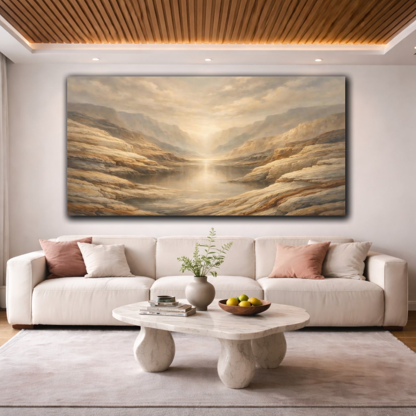 Mockup 3. Nature Mountain Valley Earthy Landscape shown as stretched canvas wall art
