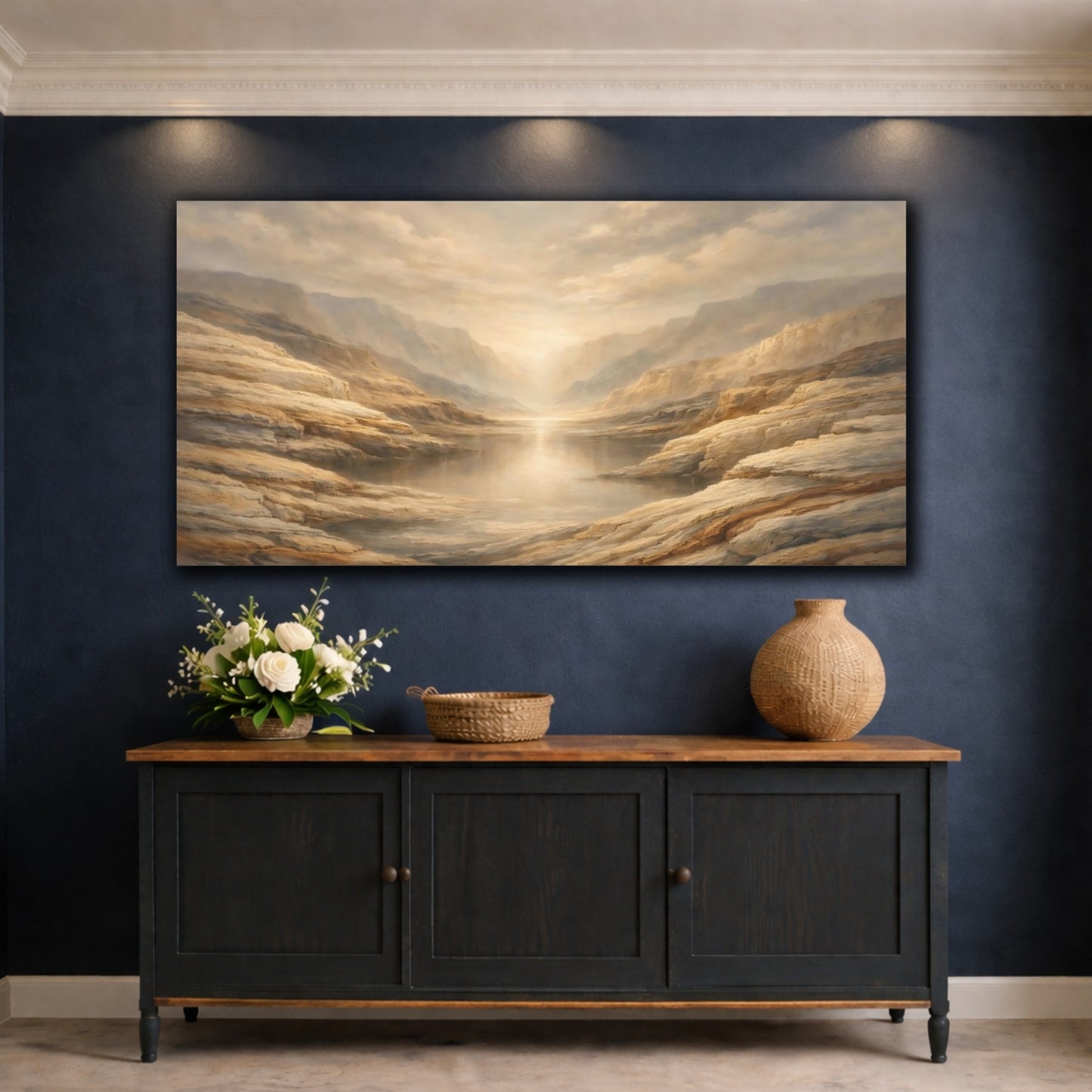 Mockup 4. Nature Mountain Valley Earthy Landscape shown as stretched canvas wall art