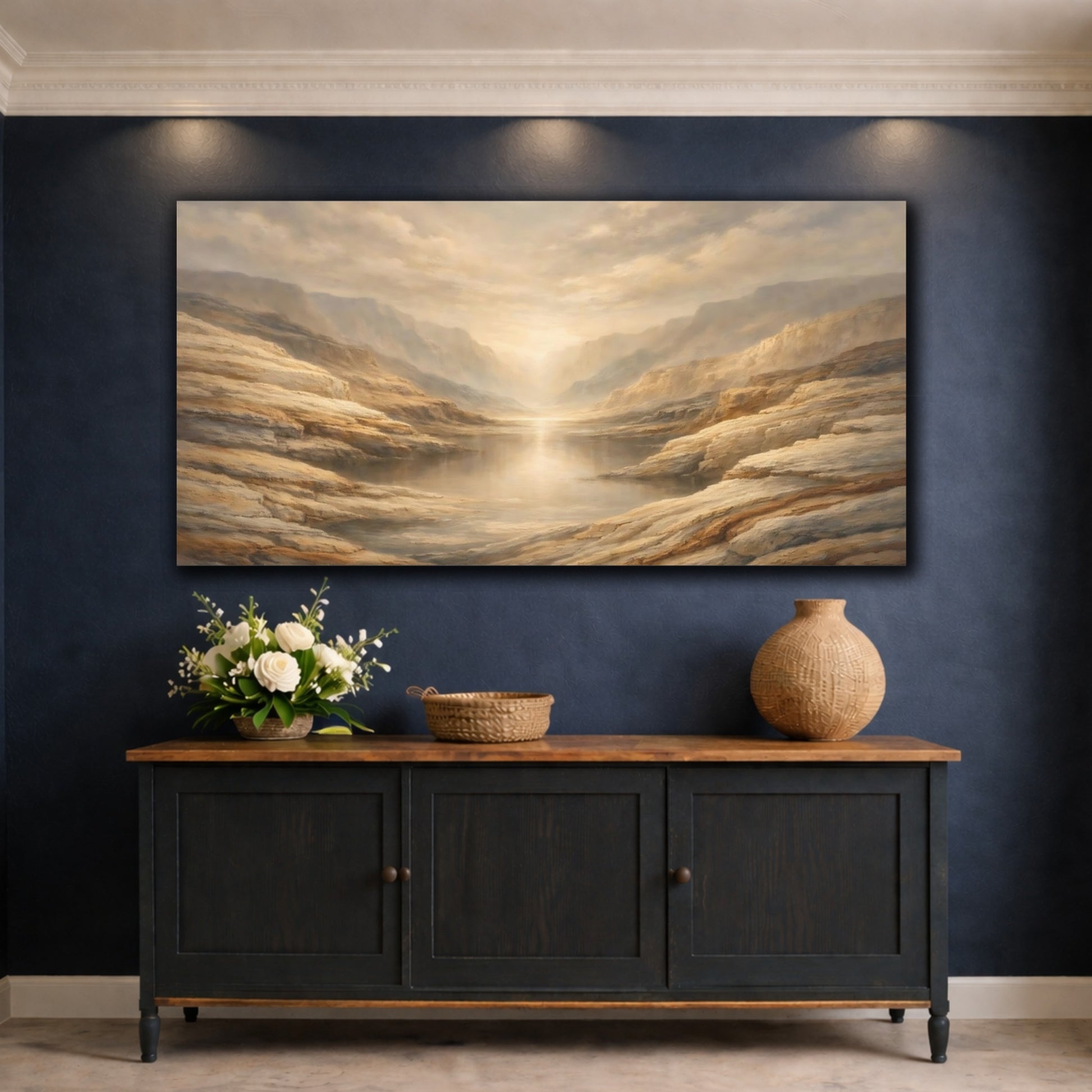 Mockup 4. Nature Mountain Valley Earthy Landscape shown as stretched canvas wall art