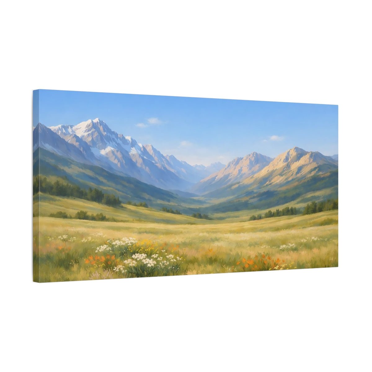 Nature Mountain Valley Green - Canvas Wall Art Print - YesArtYes