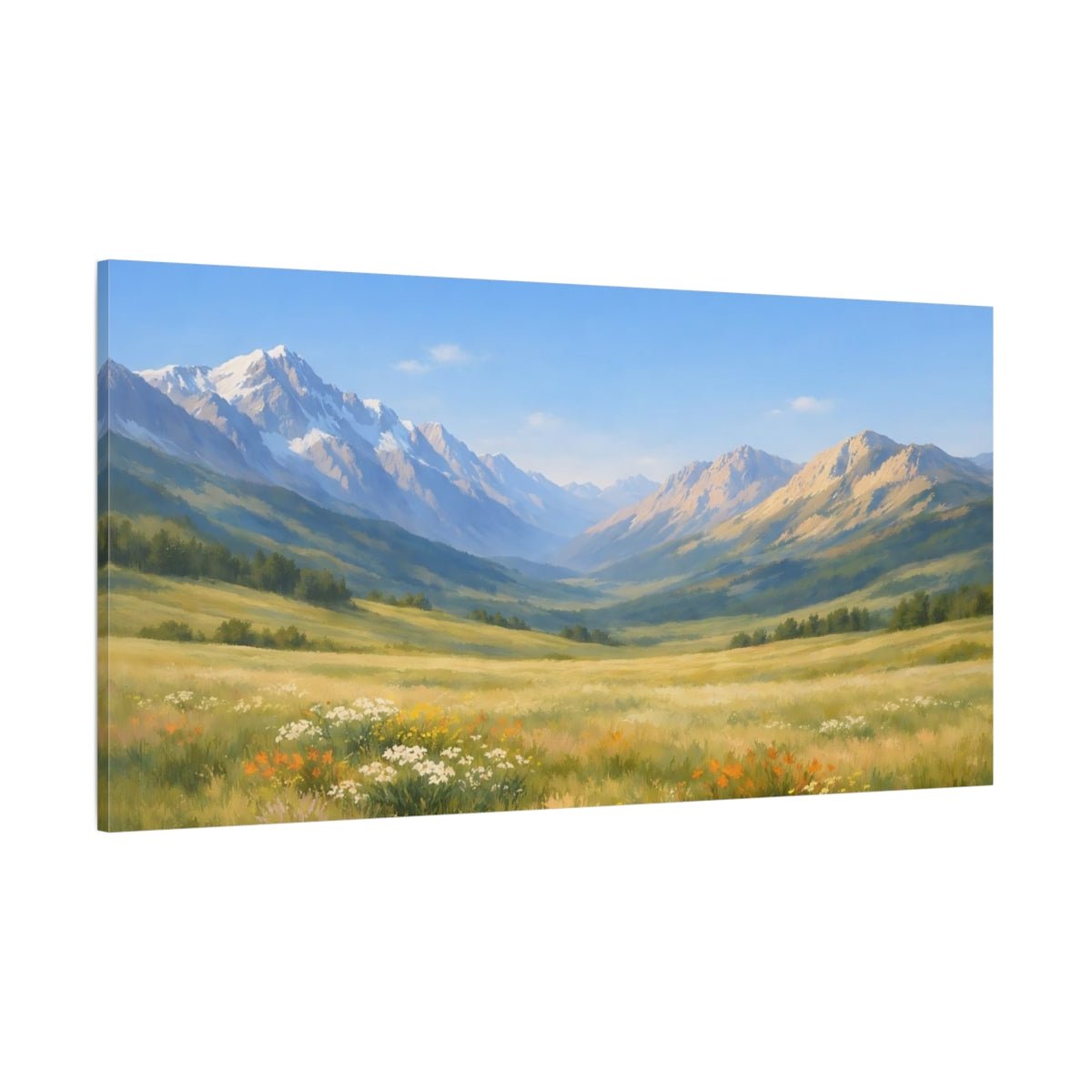Nature Mountain Valley Green - Canvas Wall Art Print - YesArtYes
