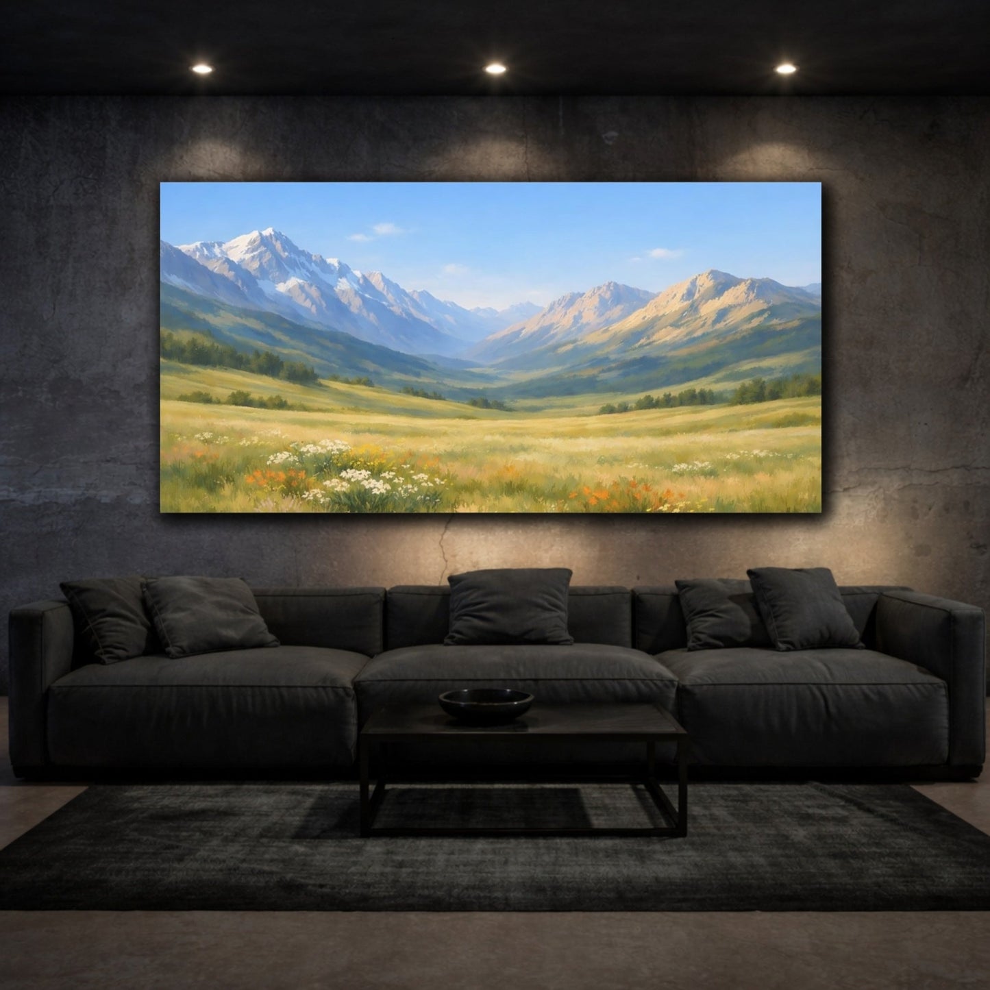 Nature Mountain Valley Green - Canvas Wall Art Print - YesArtYes