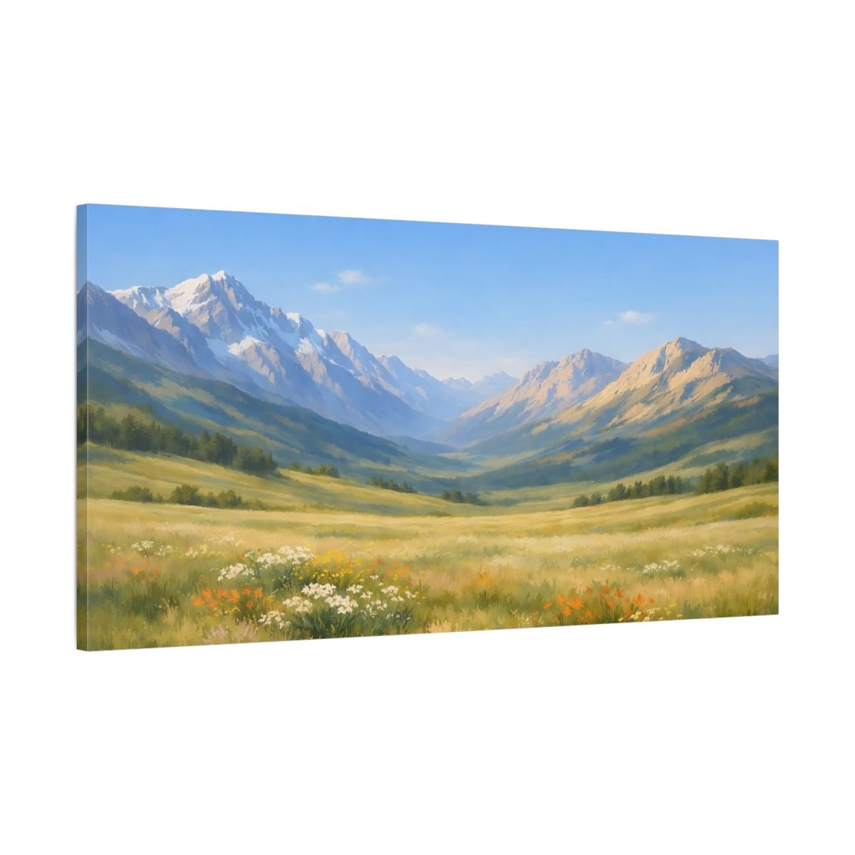 Nature Mountain Valley Green - Canvas Wall Art Print - YesArtYes