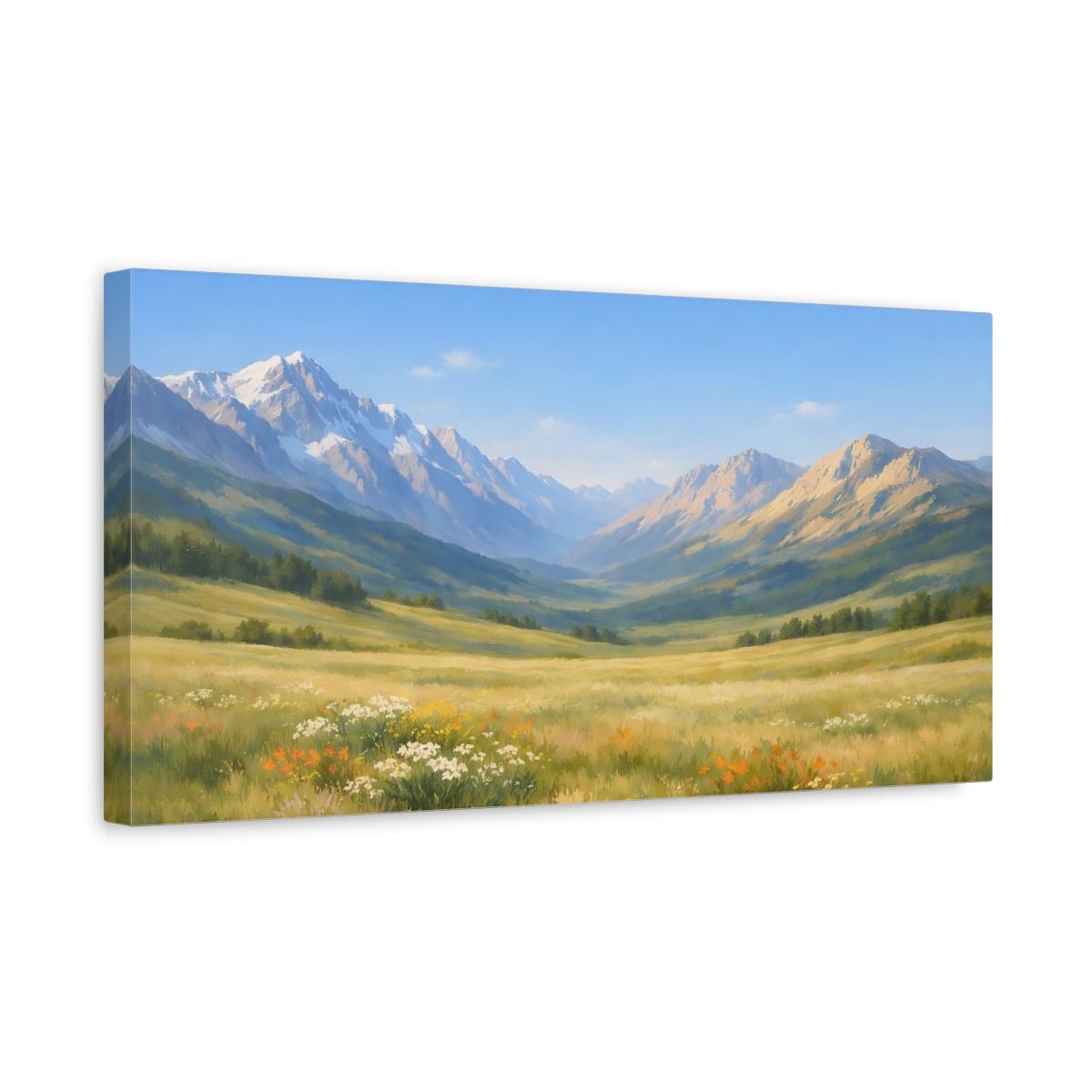 Nature Mountain Valley Green - Canvas Wall Art Print - YesArtYes