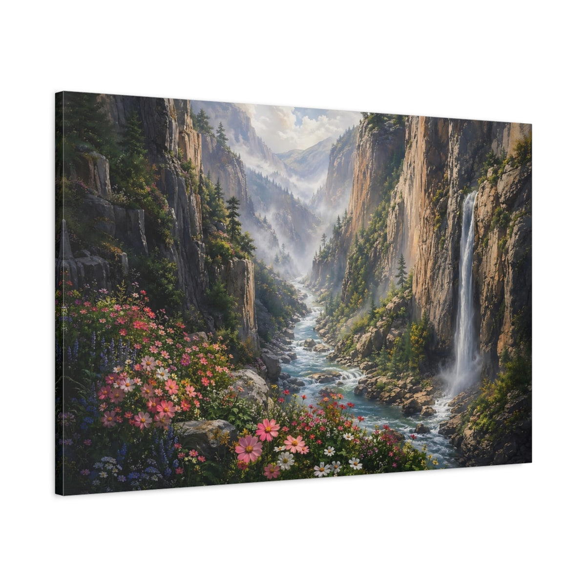 Main Mockup. Nature Mountain Valley Lush Green Valley shown as stretched canvas wall art
