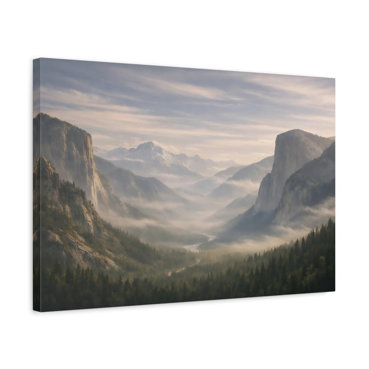 Nature Mountain Valley Misty View - Canvas Wall Art Print - YesArtYes