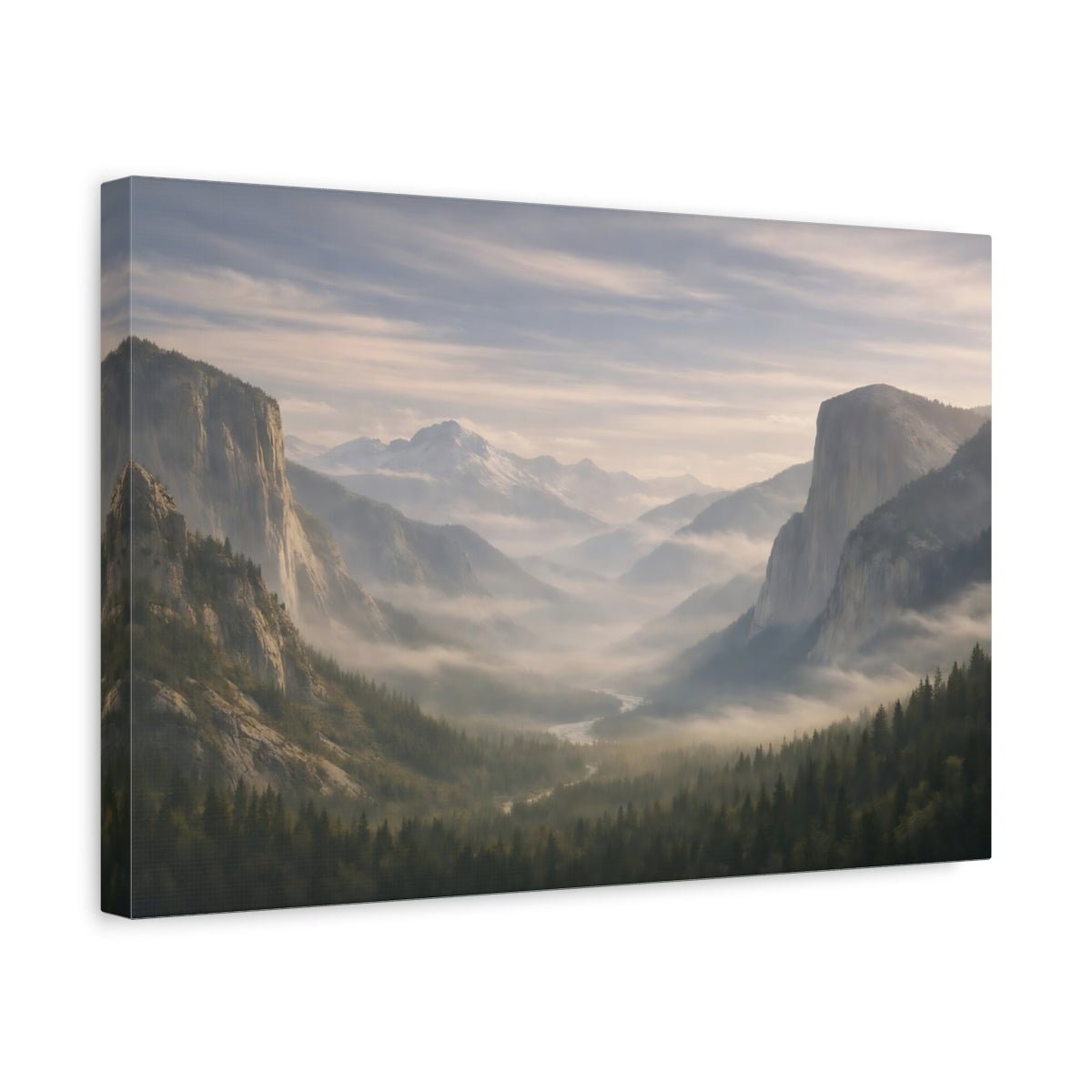 Nature Mountain Valley Misty View - Canvas Wall Art Print - YesArtYes