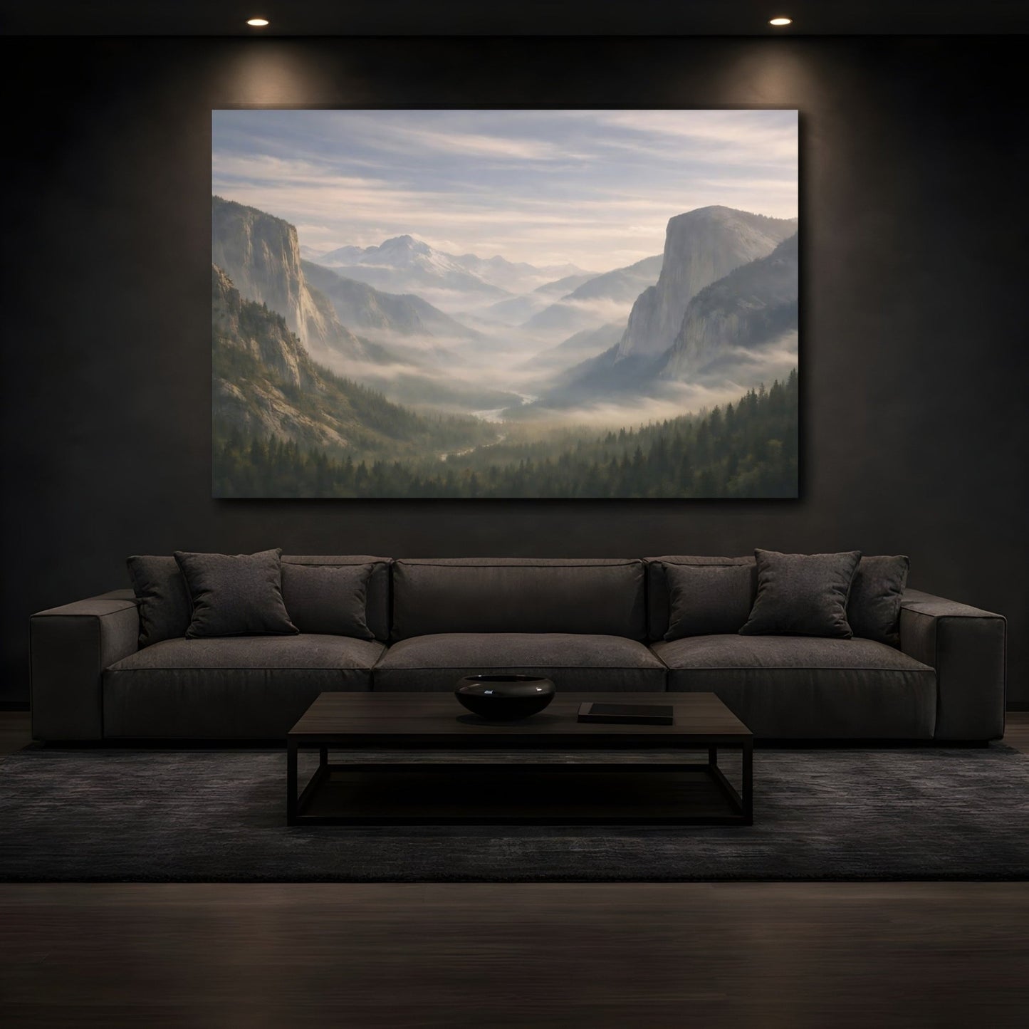 Nature Mountain Valley Misty View - Canvas Wall Art Print - YesArtYes