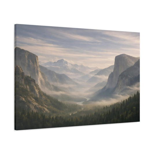 Nature Mountain Valley Misty View - Canvas Wall Art Print - YesArtYes