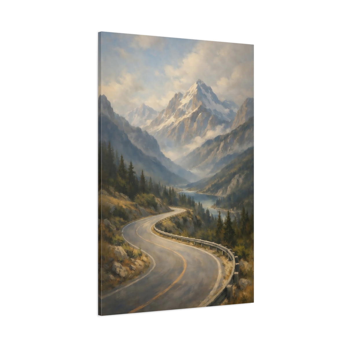 Main Mockup. Nature Mountain Valley Mountain Valley Landscape shown as stretched canvas wall art