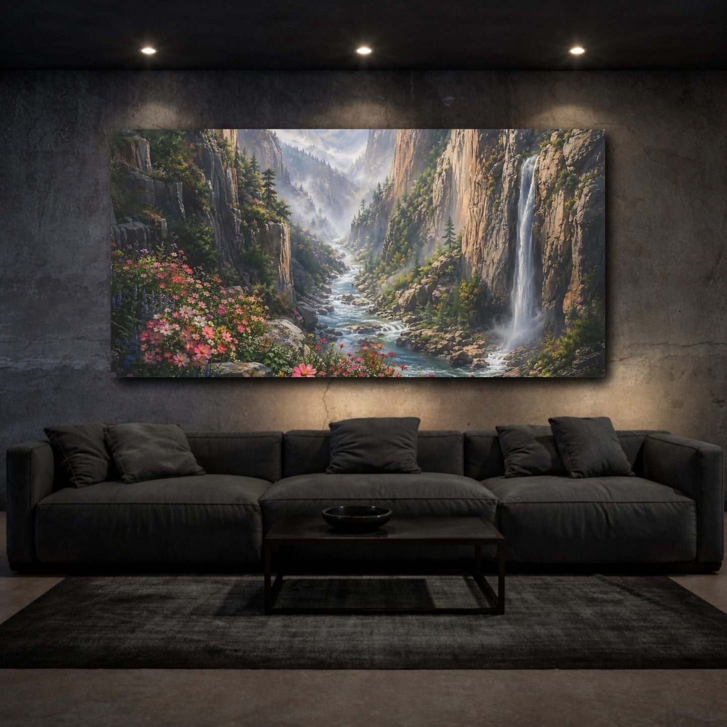 Mockup 2. Nature Mountain Valley Nature Valley shown as stretched canvas wall art