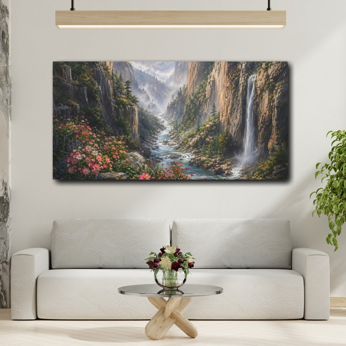 Mockup 3. Nature Mountain Valley Nature Valley shown as stretched canvas wall art