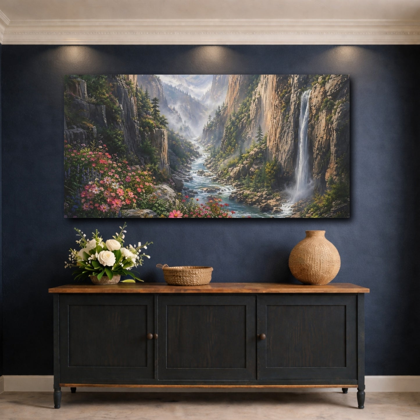 Mockup 4. Nature Mountain Valley Nature Valley shown as stretched canvas wall art