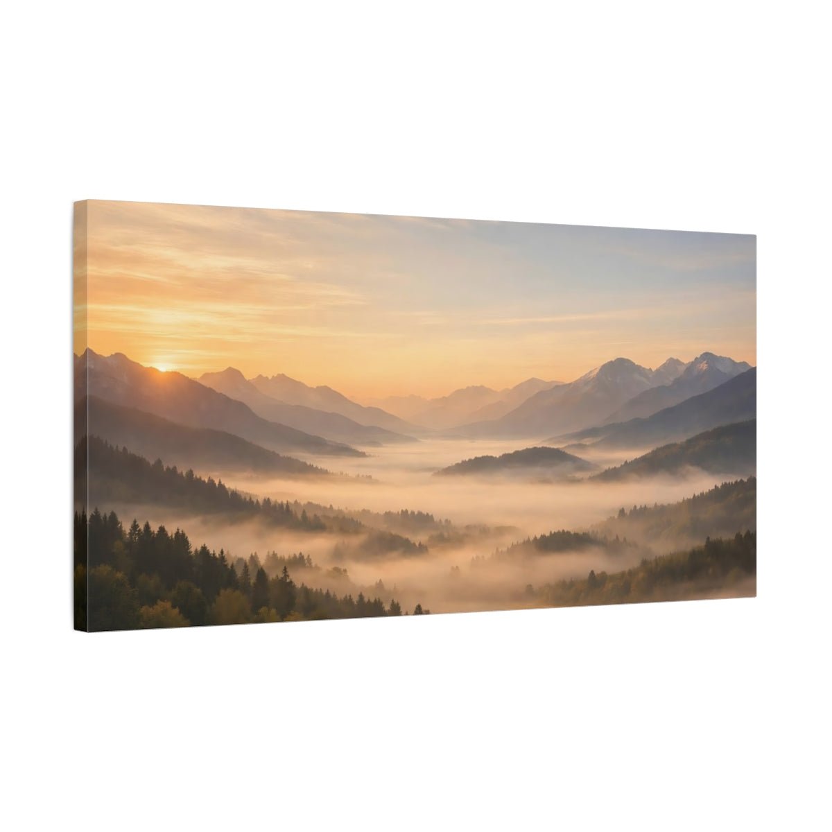 Nature Mountain Valley Orange And Green - Canvas Wall Art Print - YesArtYes