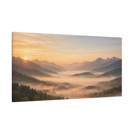 Nature Mountain Valley Orange And Green - Canvas Wall Art Print - YesArtYes
