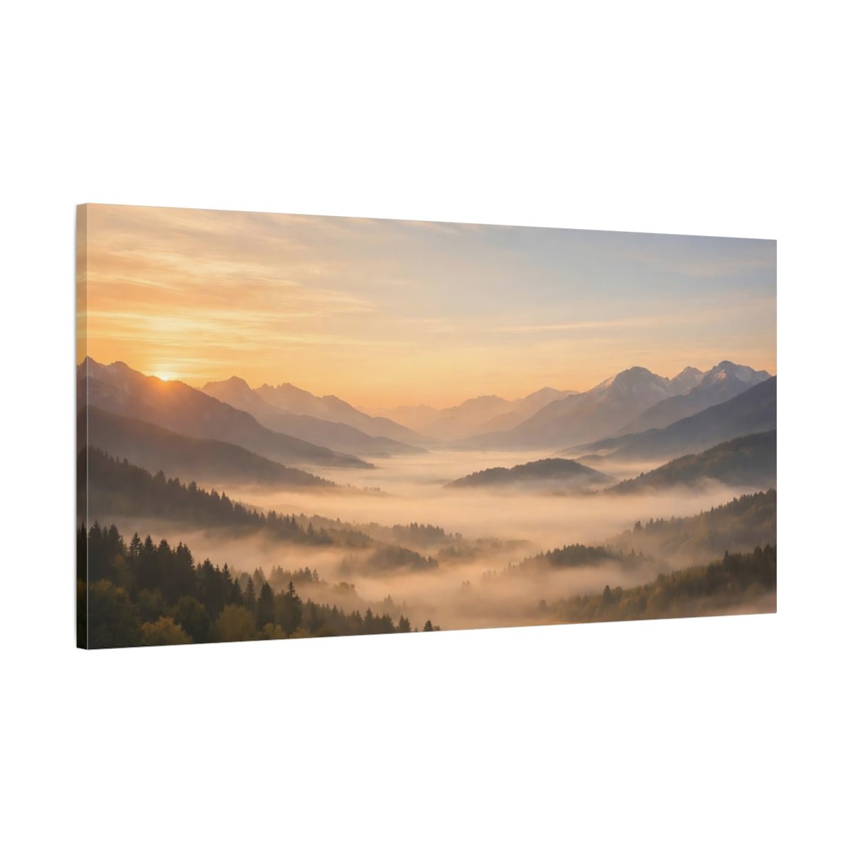 Nature Mountain Valley Orange And Green - Canvas Wall Art Print - YesArtYes