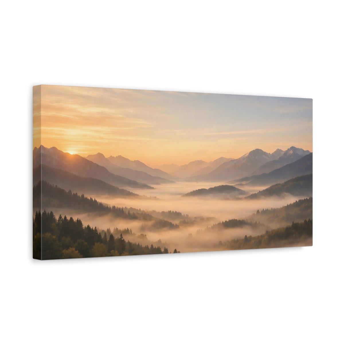 Nature Mountain Valley Orange And Green - Canvas Wall Art Print - YesArtYes