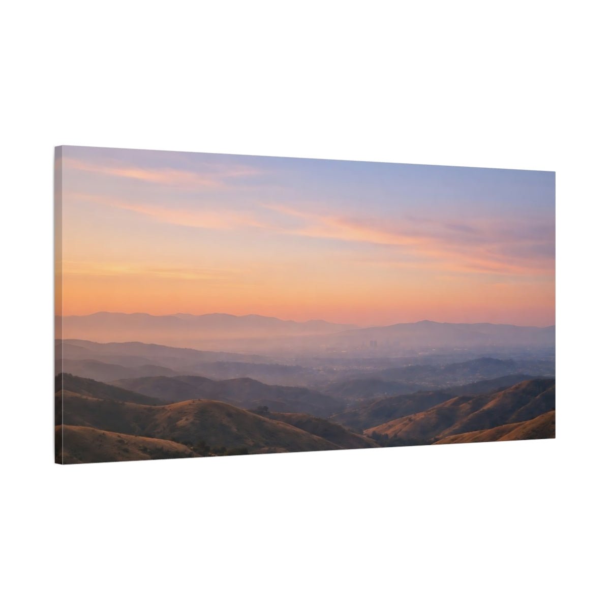 Nature Mountain Valley Sunset Landscape - Canvas Wall Art Print - YesArtYes