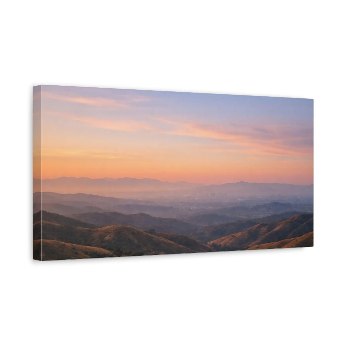 Nature Mountain Valley Sunset Landscape - Canvas Wall Art Print - YesArtYes