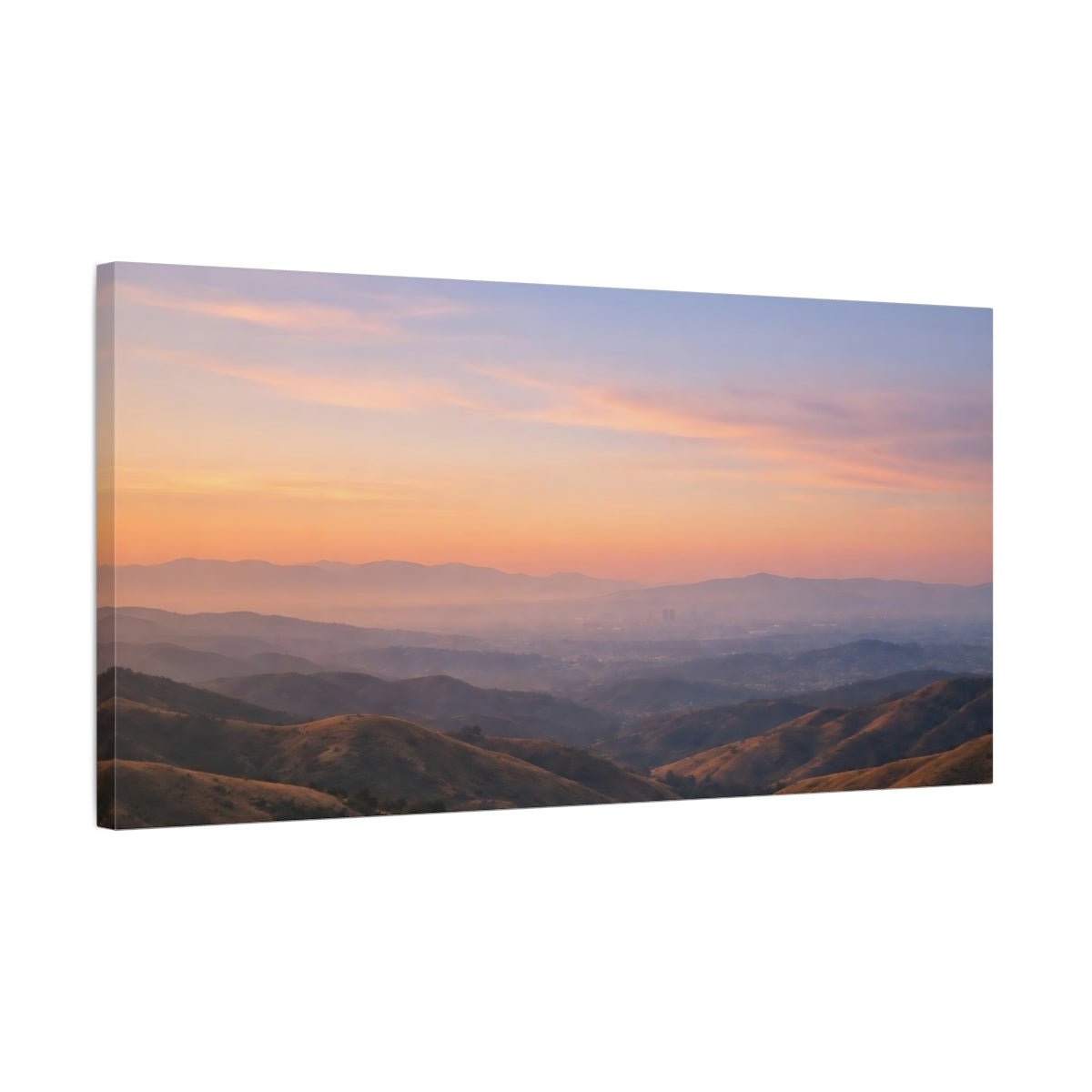 Nature Mountain Valley Sunset Landscape - Canvas Wall Art Print - YesArtYes