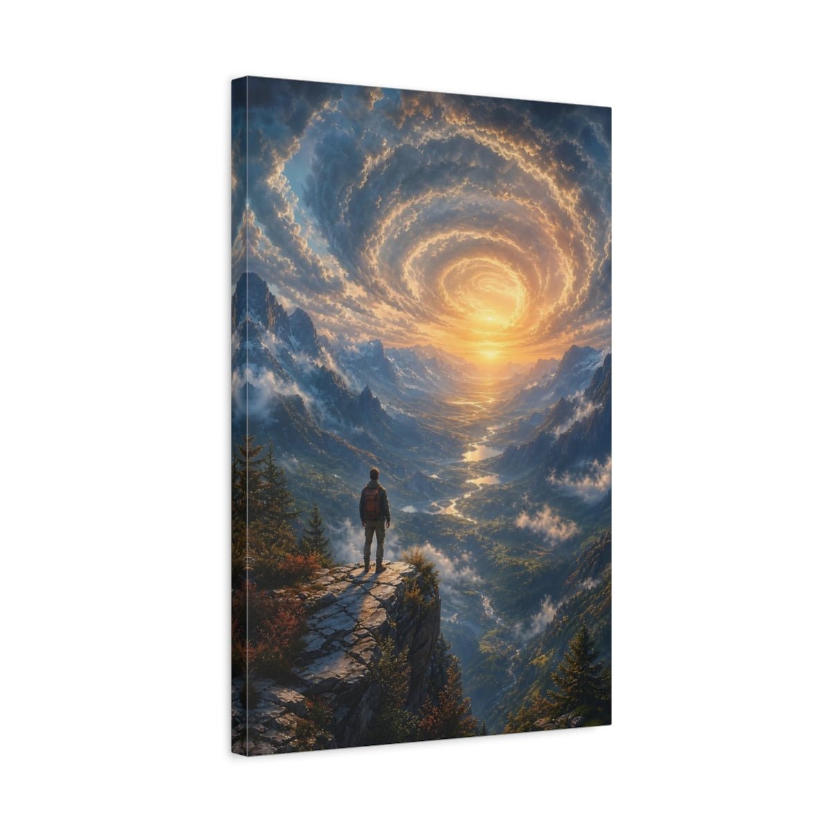 Nature Mountain Valley Sunset View Canvas Print – Dramatic Living Room, Above Sofa - YesArtYes