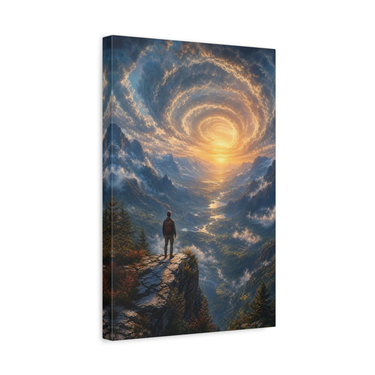 Nature Mountain Valley Sunset View Canvas Print – Dramatic Living Room, Above Sofa - YesArtYes