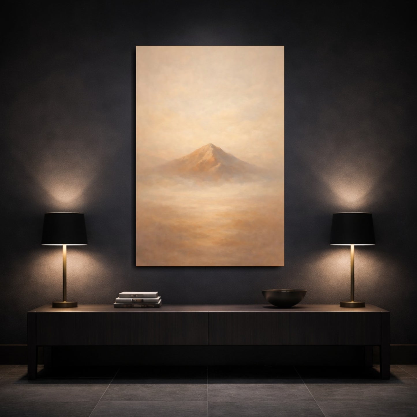 Mockup 2. Nature Mountain Warm Tones shown as stretched canvas wall art