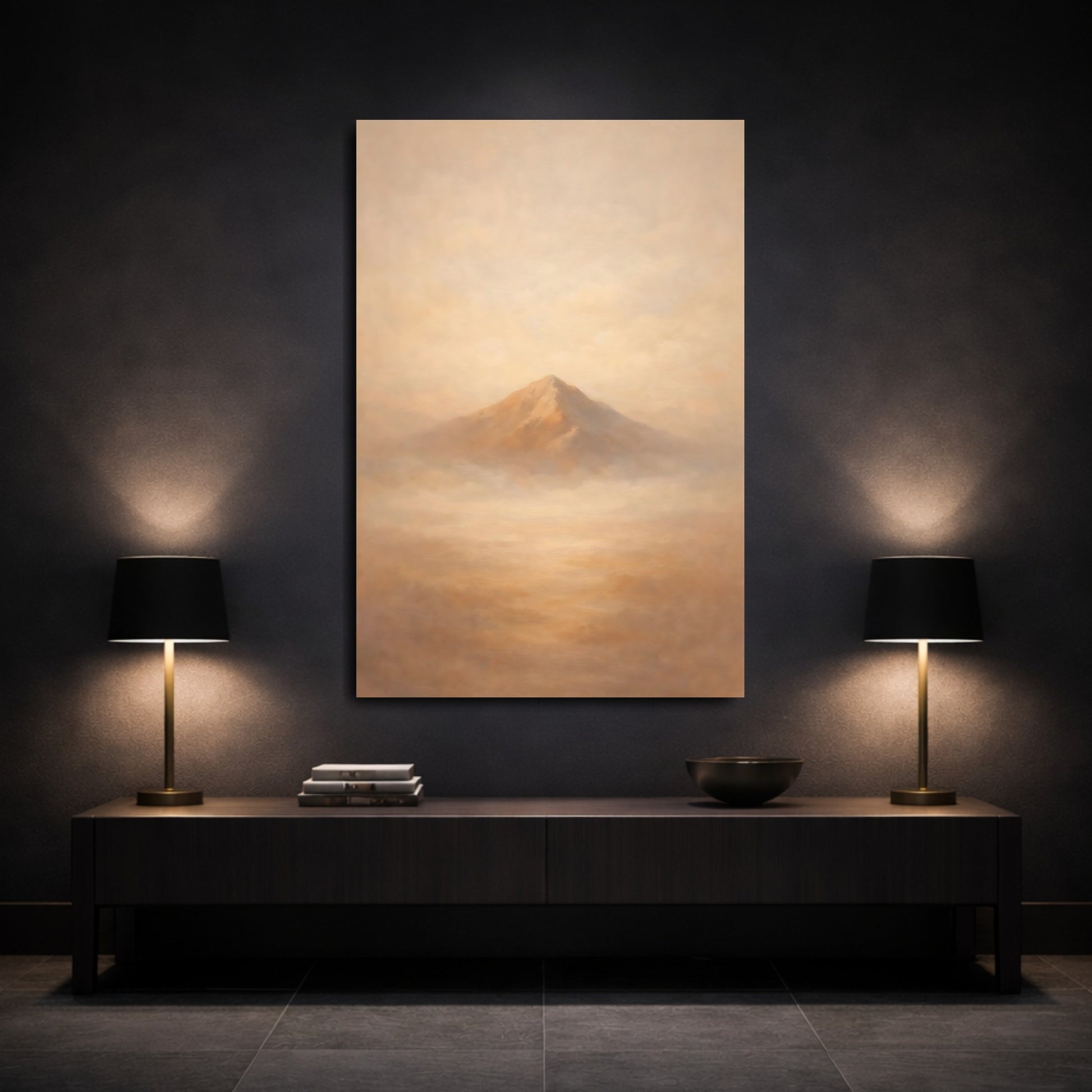Mockup 2. Nature Mountain Warm Tones shown as stretched canvas wall art