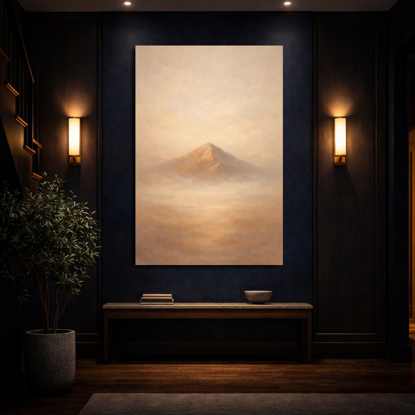 Mockup 3. Nature Mountain Warm Tones shown as stretched canvas wall art