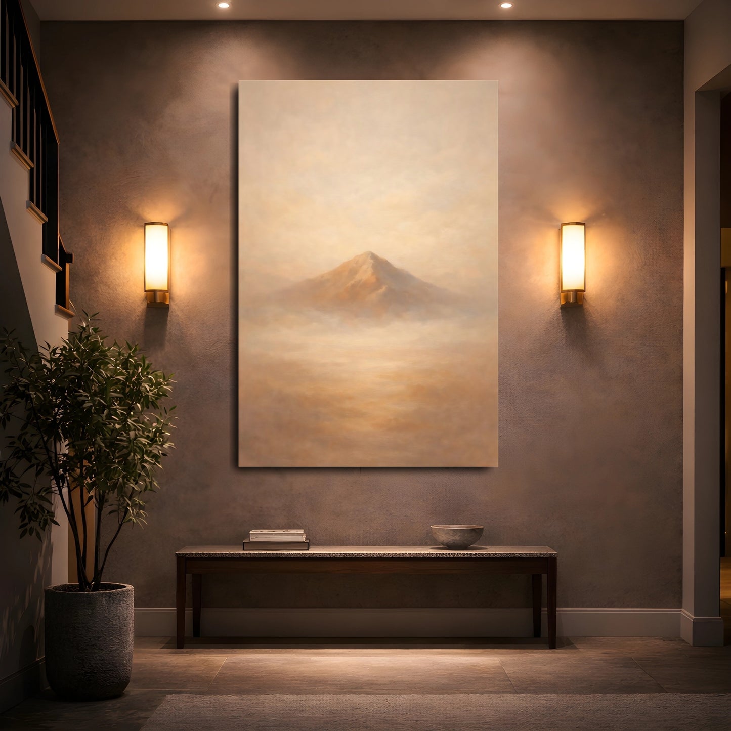 Mockup 4. Nature Mountain Warm Tones shown as stretched canvas wall art