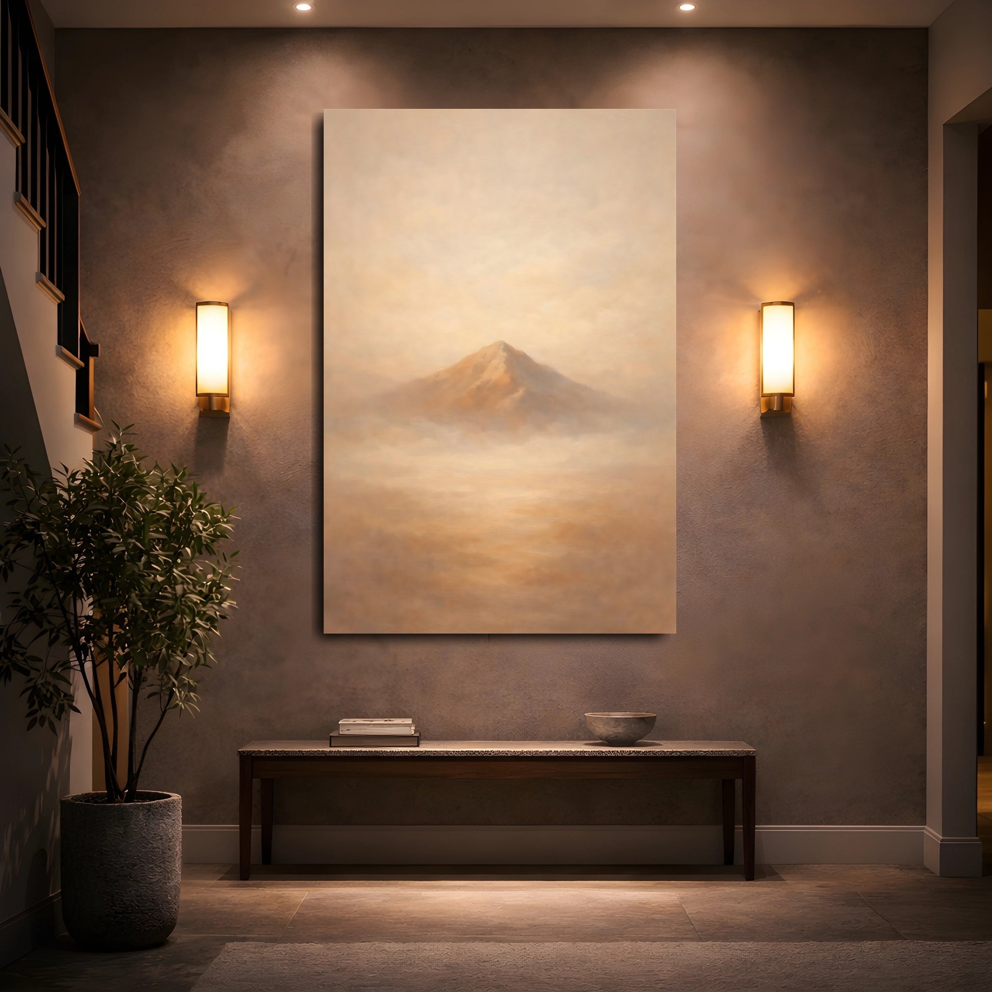Mockup 4. Nature Mountain Warm Tones shown as stretched canvas wall art