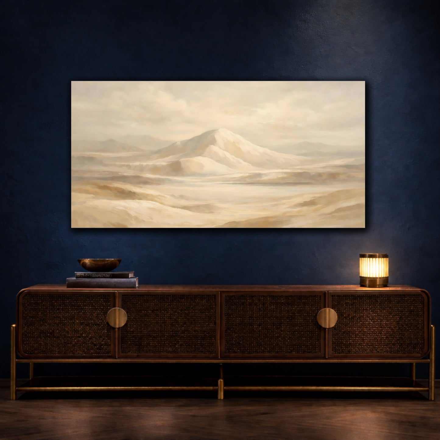 Mockup 4. Nature Mountains Beige Mountain shown as stretched canvas wall art