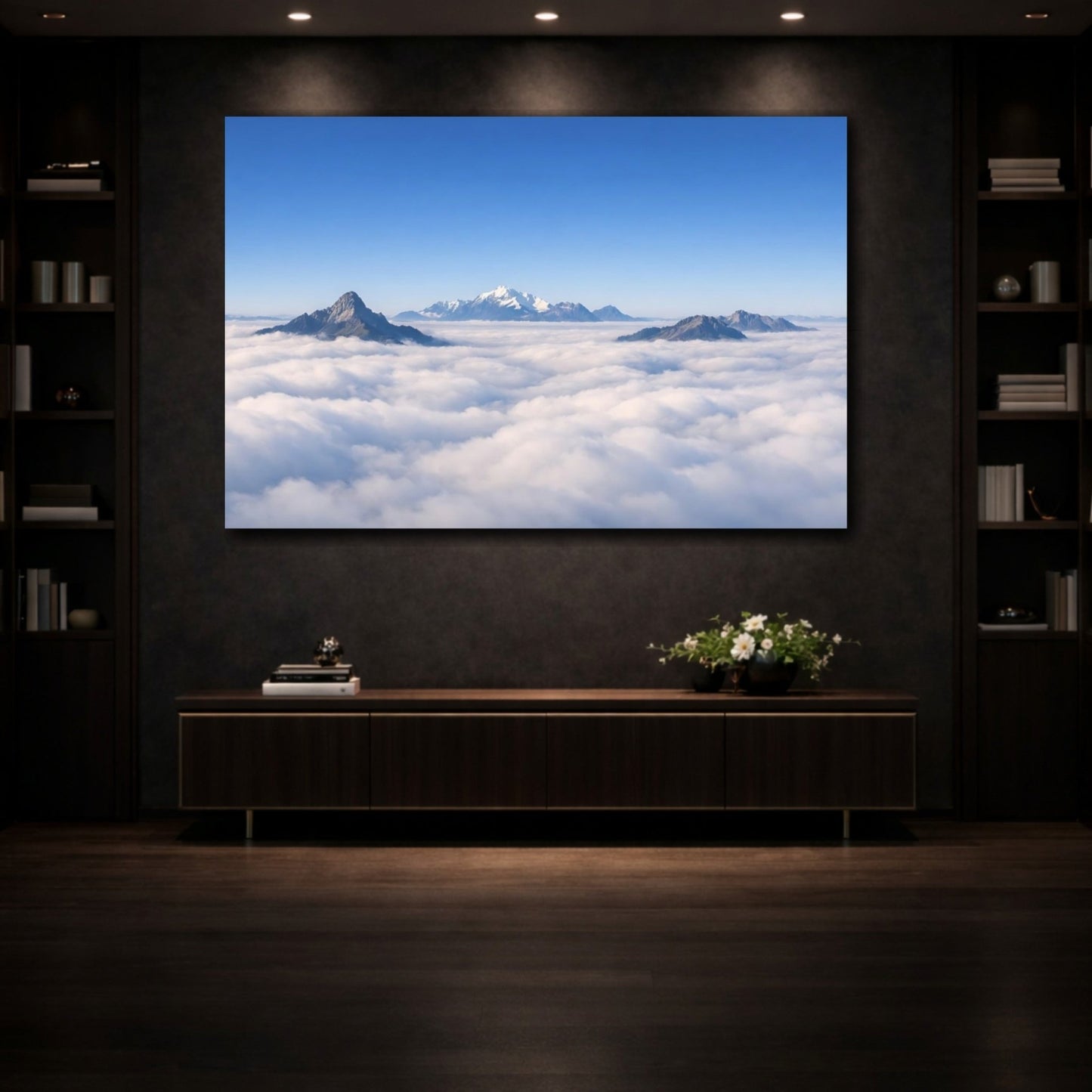 Nature Mountains Blue And White - Canvas Wall Art Print - YesArtYes