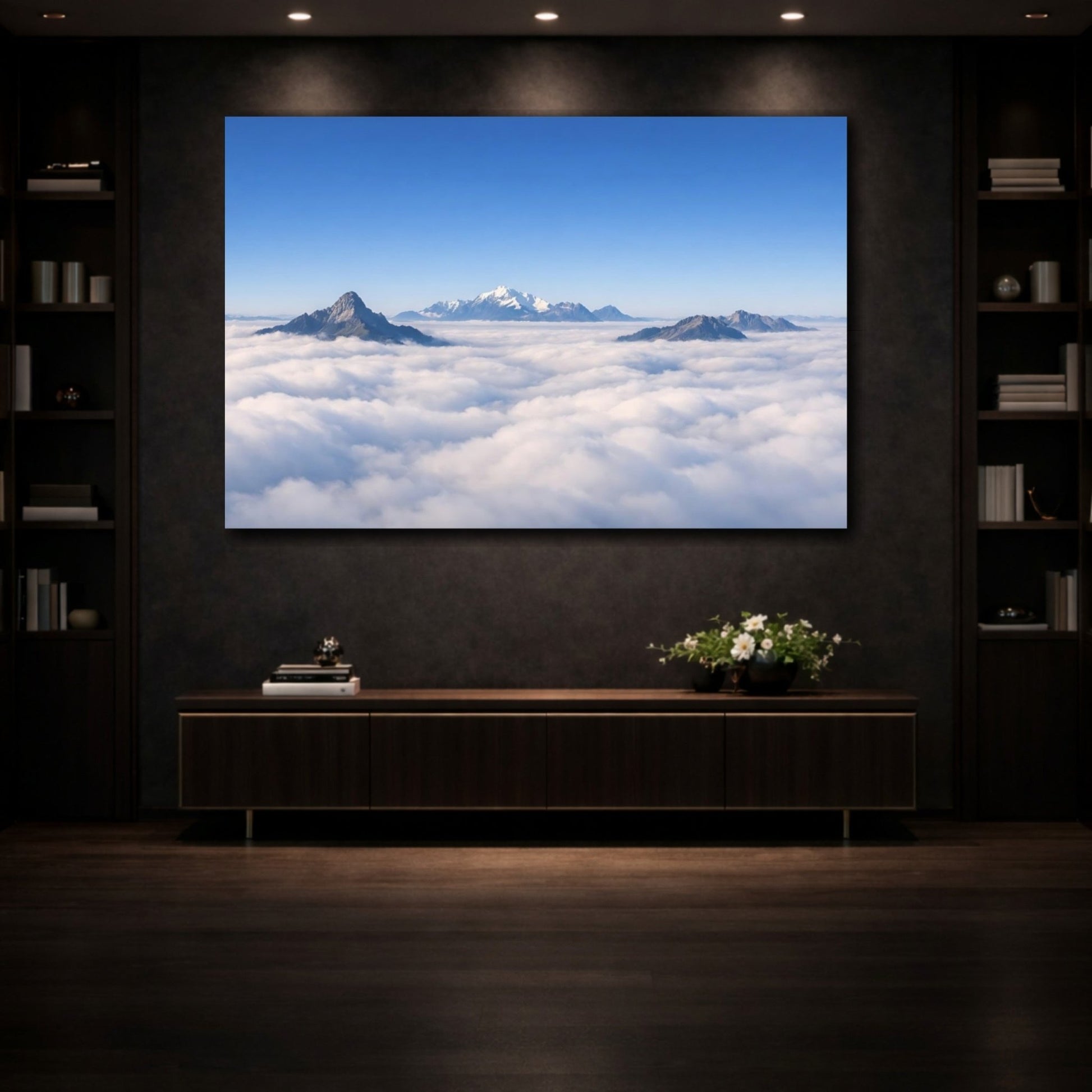 Nature Mountains Blue And White - Canvas Wall Art Print - YesArtYes