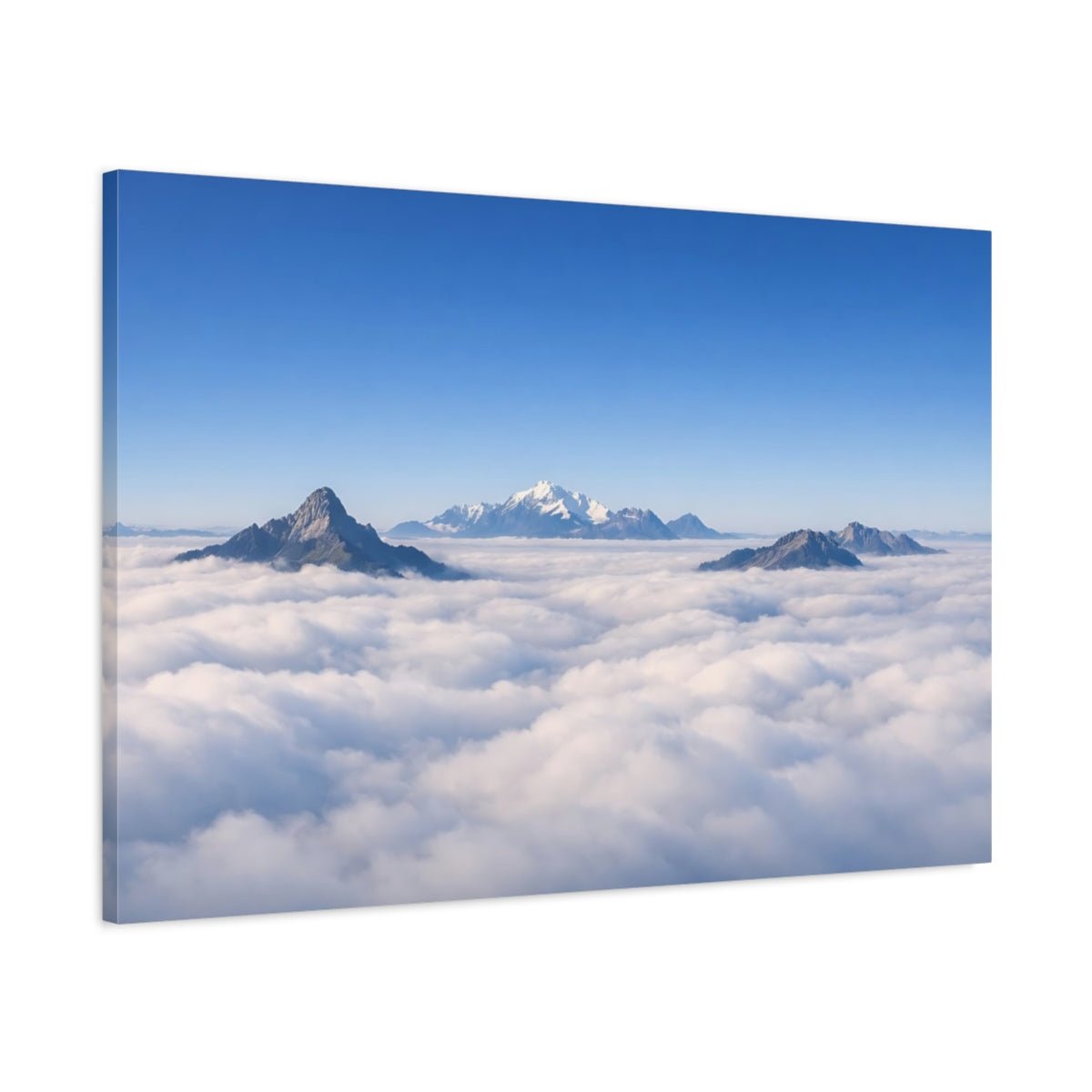 Nature Mountains Blue And White - Canvas Wall Art Print - YesArtYes