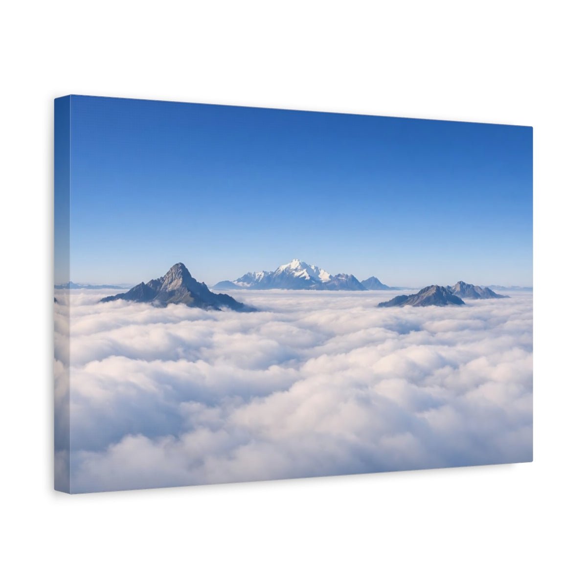Nature Mountains Blue And White - Canvas Wall Art Print - YesArtYes
