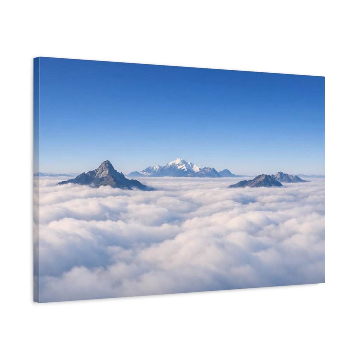 Nature Mountains Blue And White - Canvas Wall Art Print - YesArtYes