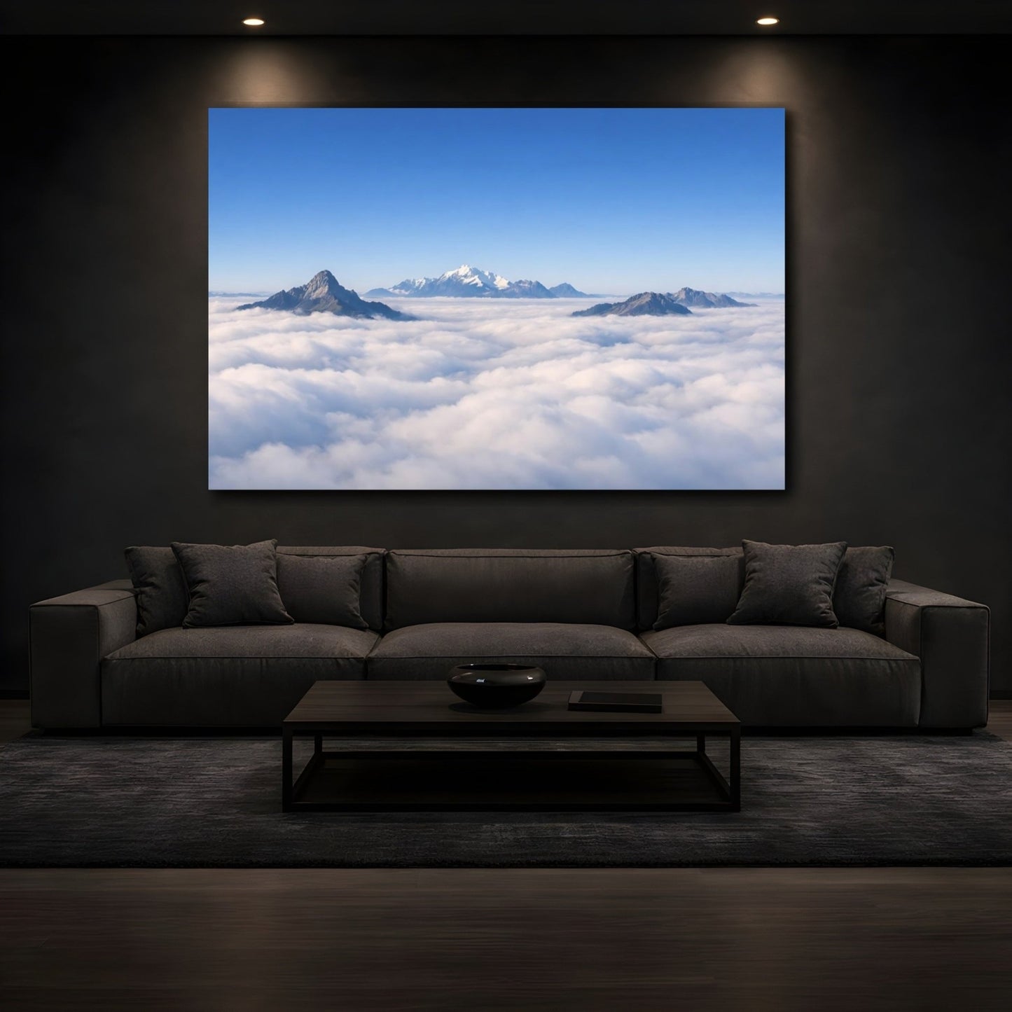 Nature Mountains Blue And White - Canvas Wall Art Print - YesArtYes