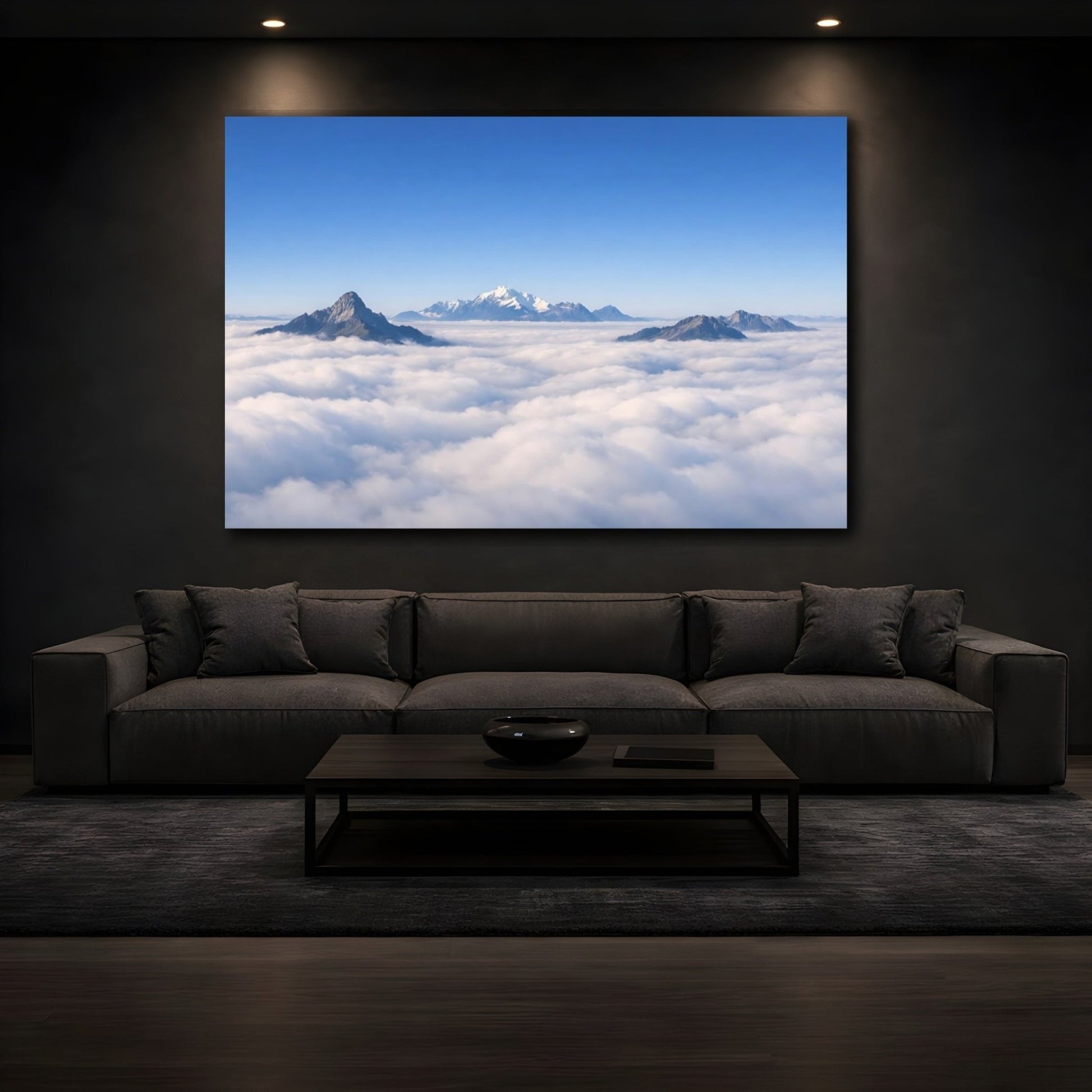 Nature Mountains Blue And White - Canvas Wall Art Print - YesArtYes