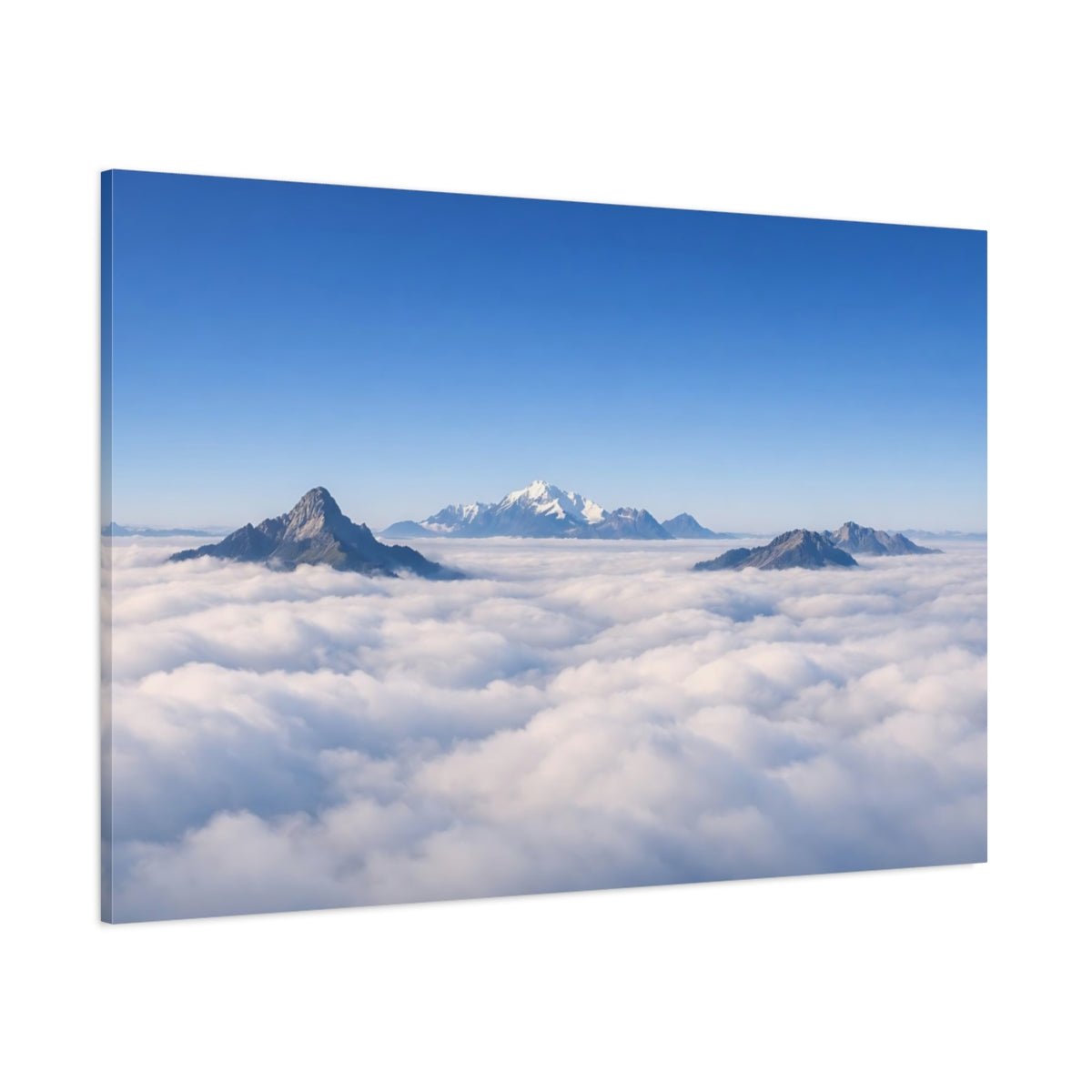 Nature Mountains Blue And White - Canvas Wall Art Print - YesArtYes