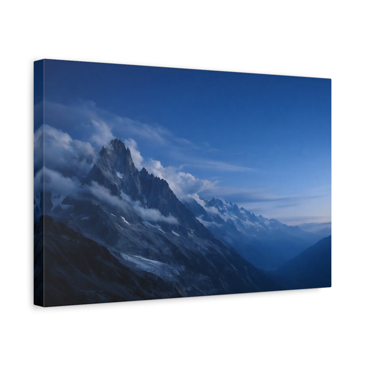 Side Mockup 4. Nature Mountains Blue Mountains shown as stretched canvas wall art
