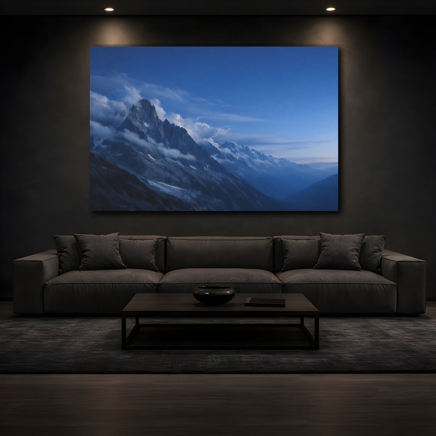 Mockup 4. Nature Mountains Blue Mountains shown as stretched canvas wall art