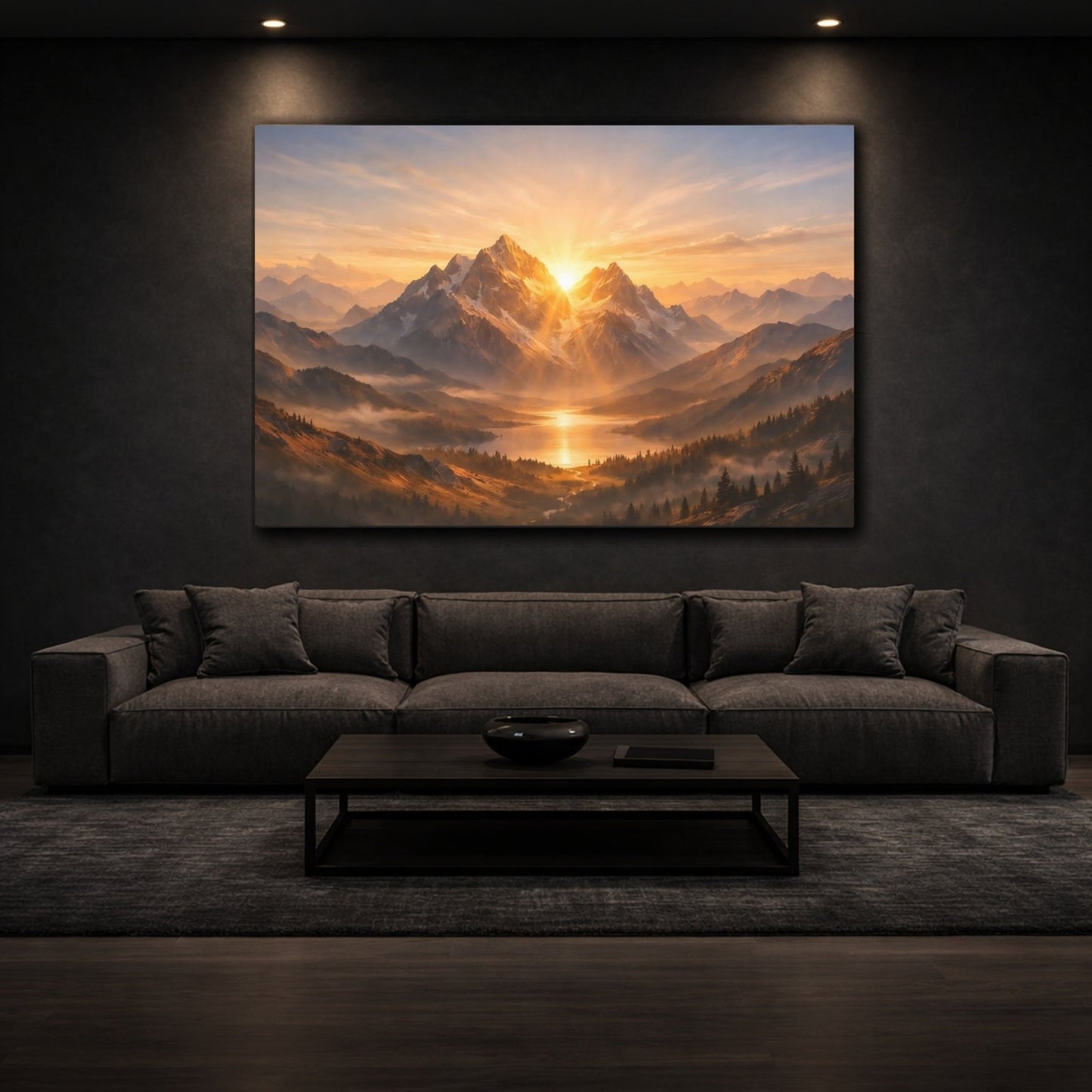 Nature Mountains Golden Landscape - Canvas Wall Art Print - YesArtYes