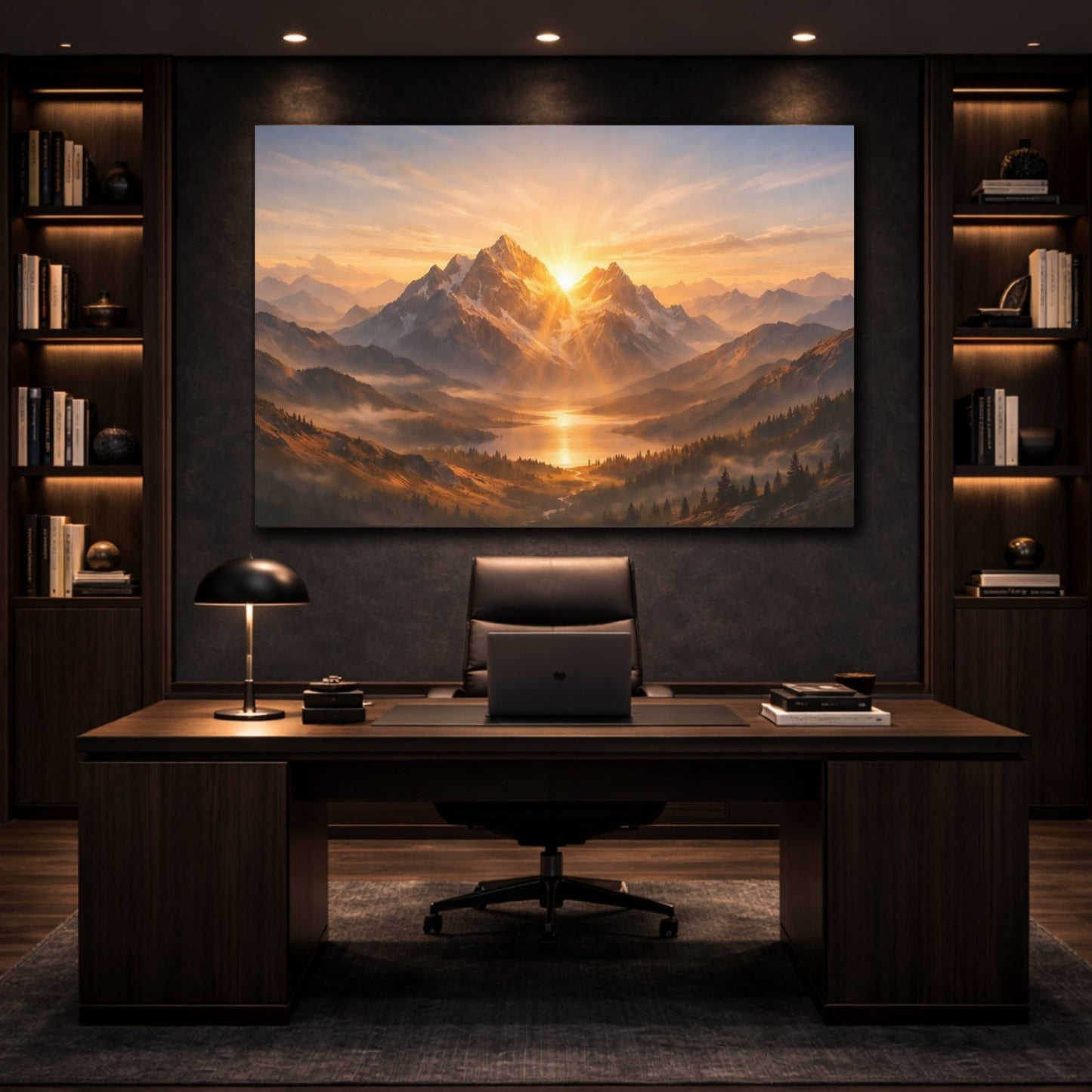 Nature Mountains Golden Landscape - Canvas Wall Art Print - YesArtYes