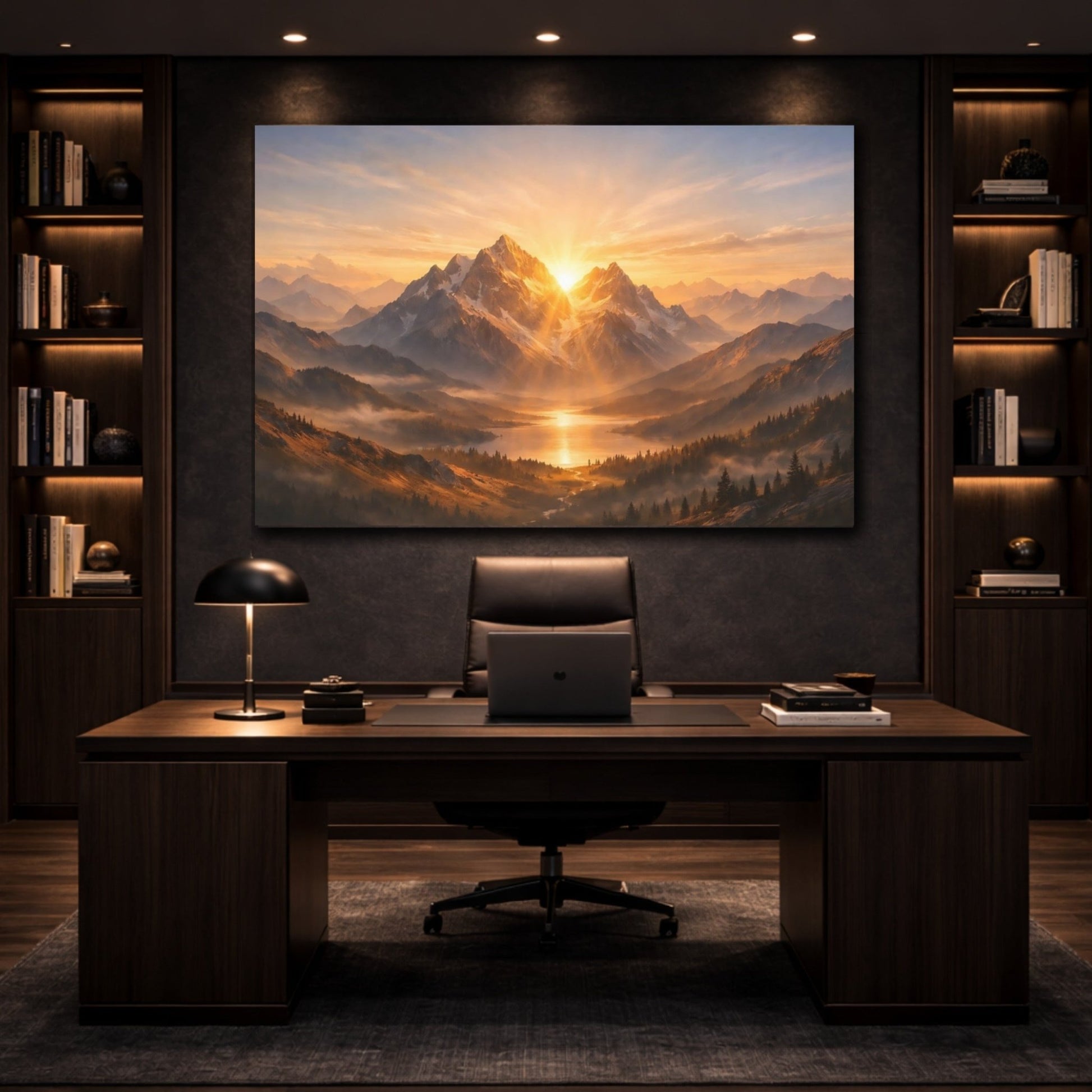 Nature Mountains Golden Landscape - Canvas Wall Art Print - YesArtYes