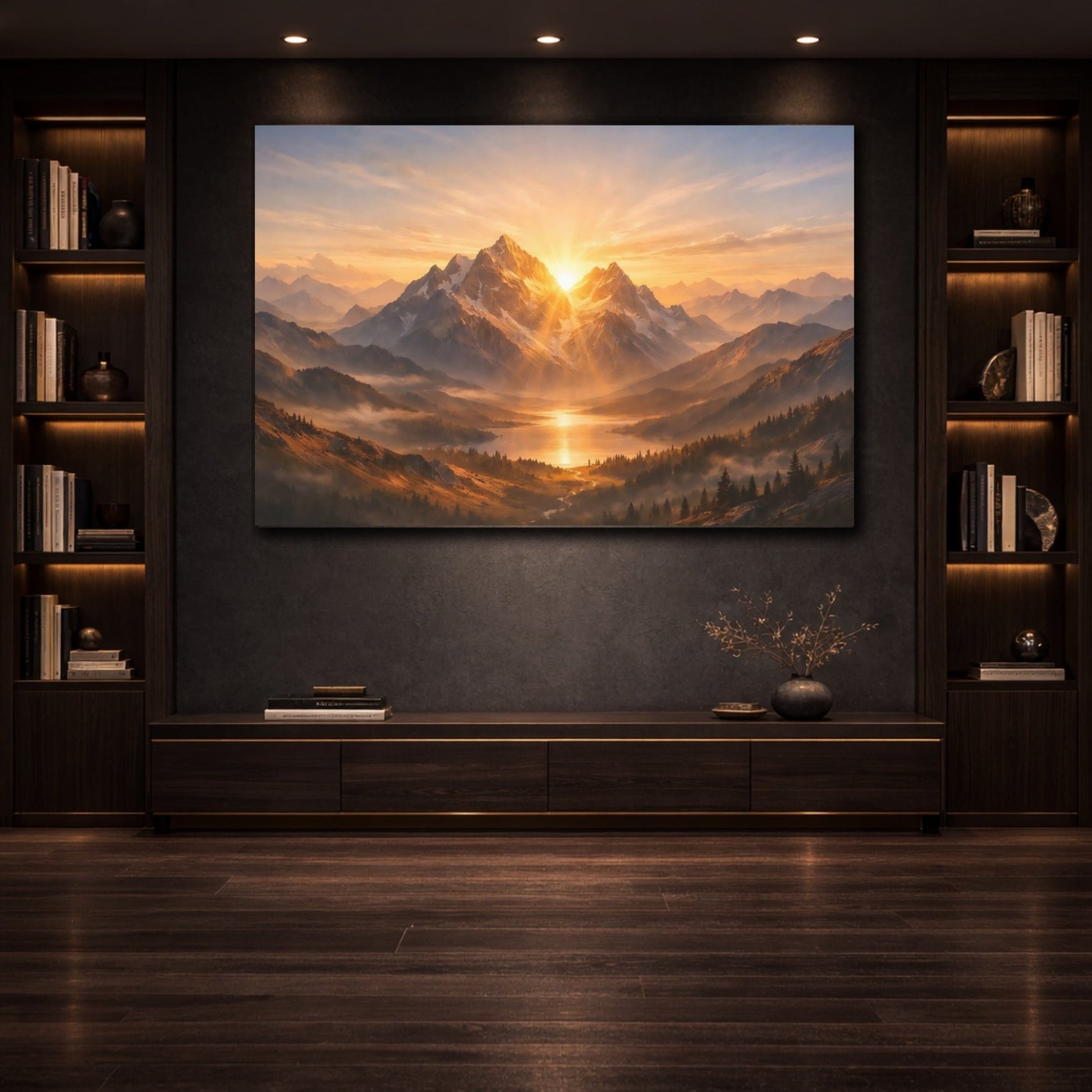 Nature Mountains Golden Landscape - Canvas Wall Art Print - YesArtYes