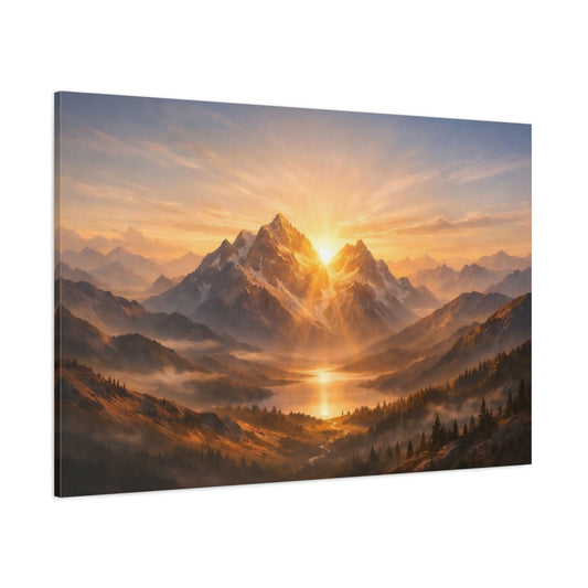 Nature Mountains Golden Landscape - Canvas Wall Art Print - YesArtYes