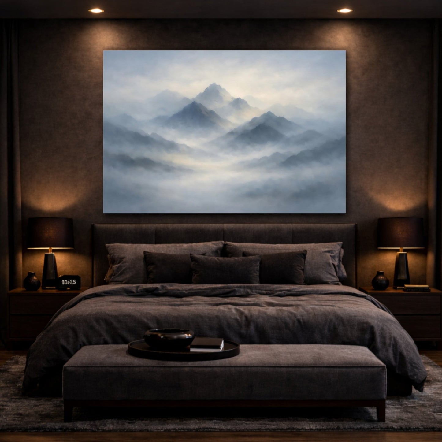 Nature Mountains Misty Blue - Canvas Wall Art Print - YesArtYes