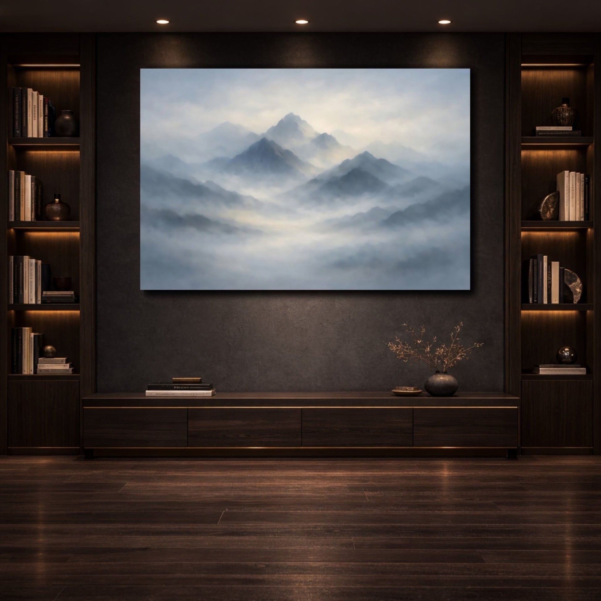 Nature Mountains Misty Blue - Canvas Wall Art Print - YesArtYes