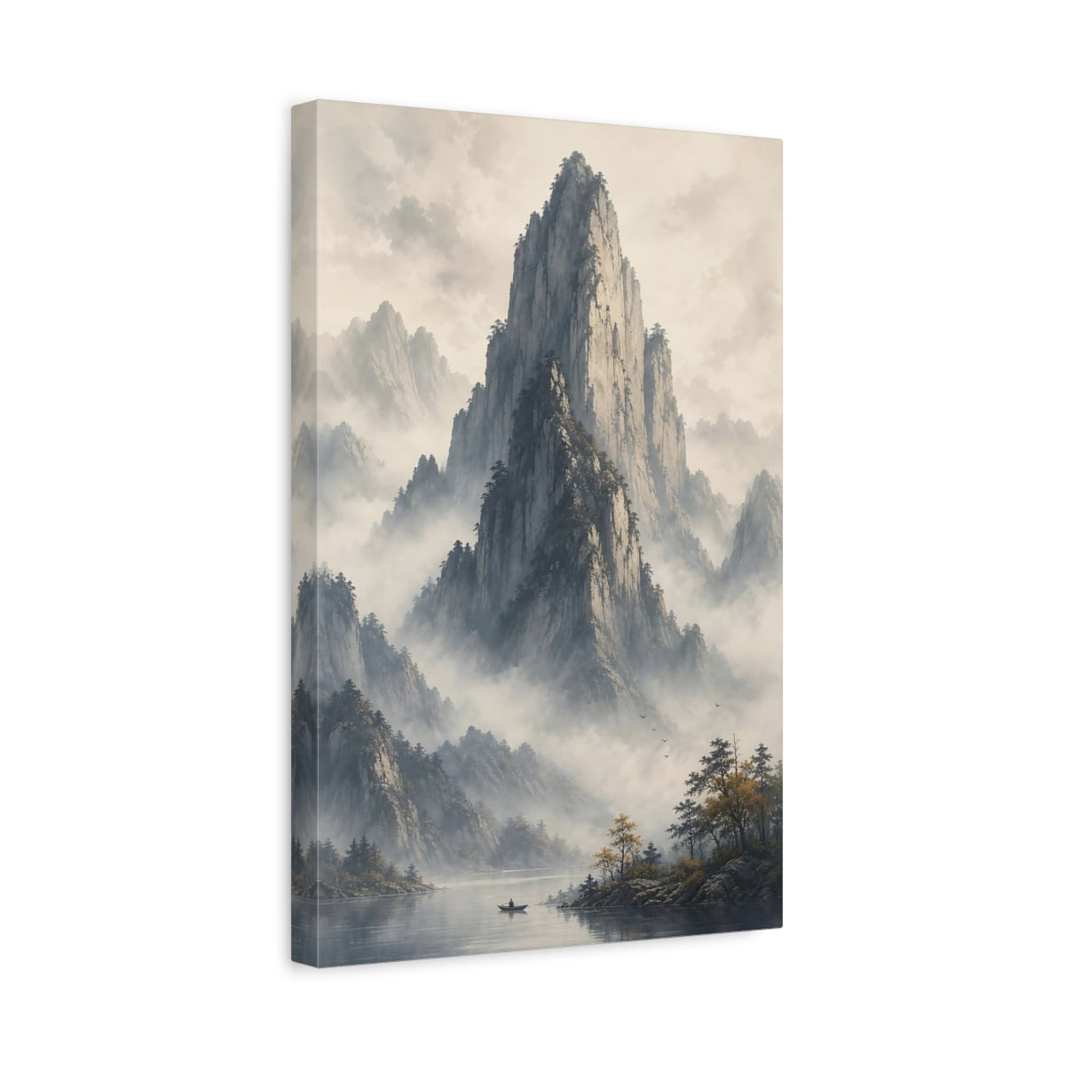 Side Mockup 4. Nature Mountains Misty Mountains shown as stretched canvas wall art